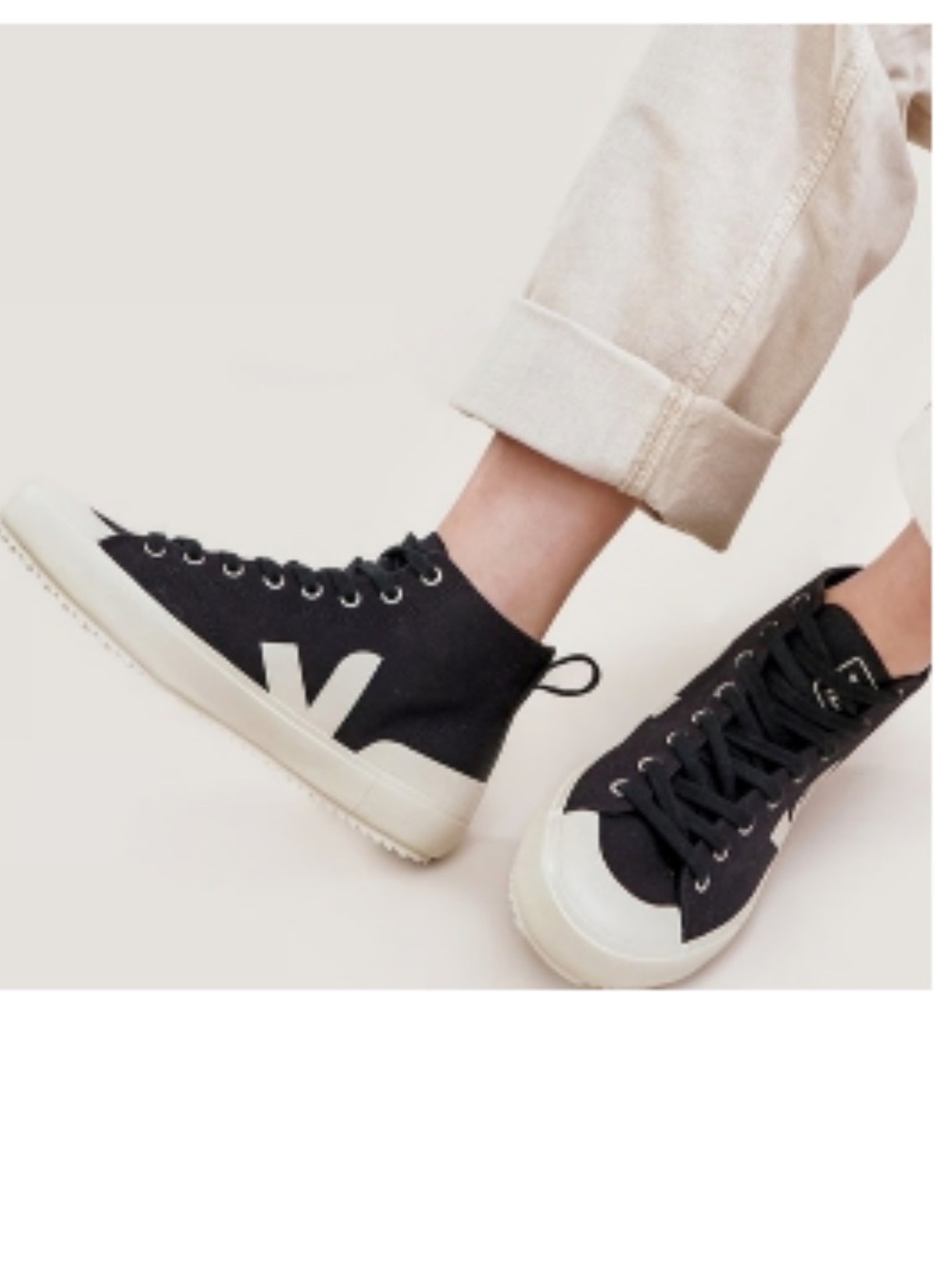 Veja Black and White High-Top Sneakers